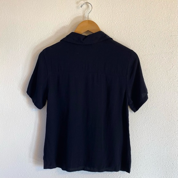 Studio C Black Rayon Button-up Short Sleeve Top Small - Picture 4 of 4